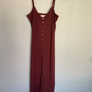 Revolve CAPULET Dress midi button up rust brown